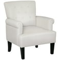 thumbnail image 1 of HOMCOM Fabric Accent Chair Tufted Armchair w/ Wood Legs Rolled Arms, 1 of 10