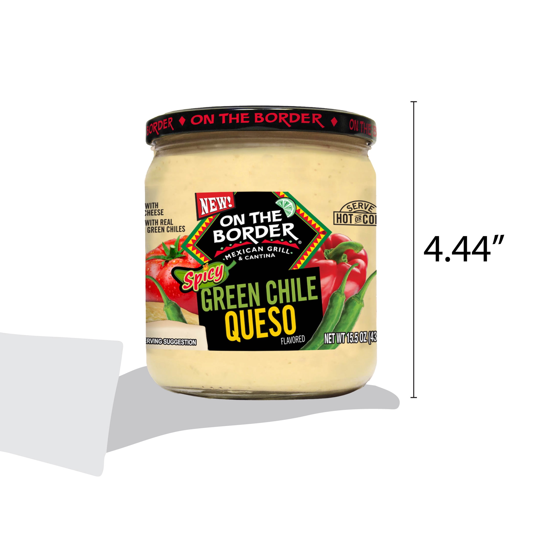 On The Border Spicy Green Chile Queso, 15.5 oz Jar