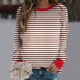 thumbnail image 2 of vigerkar Women Casual Sweatshirt Color Block Striped Long Sleeve Crewneck Oversized Tshirt Fashion Outfits (Red, M), 2 of 5