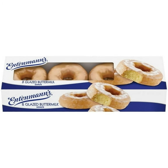 Entenmann's Glazed Buttermilk Donuts, 8 count, Glazed Donuts, 16 oz Box (Pack of 2)