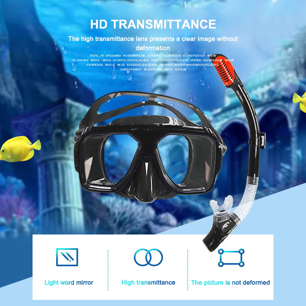Adult PVC Swimming Diving Scuba Anti-Fog Goggles Mask Snorkel Set for GoPro 