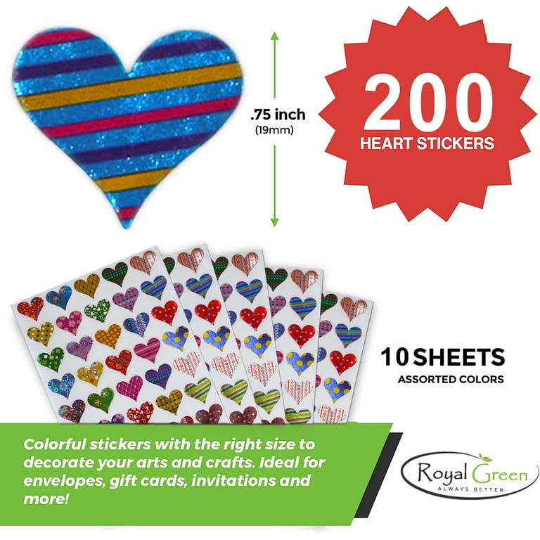 Royal Green Small Heart Stickers - Scrapbooking Stickers, Packaging  Stickers, Arts & Crafts Decorative Sticker Labels for Scrapbooks & More -  0.5
