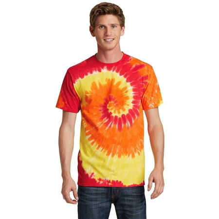 Pima Crewneck Tee - Port & Company Men's Colorful Tie-Dye Crewneck T-Shirt