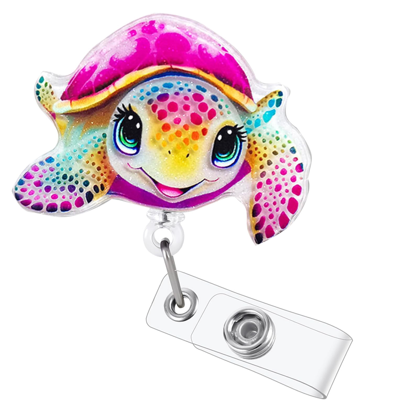 Funny Turtle Badge Reel, Cute Retractable ID Card Badge Holder  Cartoon ID Name Tag Holders Work Badge Clip for Teachers, Students,Workers Graduation, Back to School, Christmas, Birthdays Gifts- 2pc