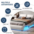 thumbnail image 5 of Aukfa Faux Leather Full Upholstered Platform Bed with Headboard, 16 LED Bed Frame - White, 5 of 8