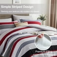 thumbnail image 4 of Flymme Striped Comforter Set Queen Size 7 Piece Bed in a Bag Red Black Patchwork Striped Comforter and Sheet Set Soft Microfiber Complete Bedding Set, 4 of 8