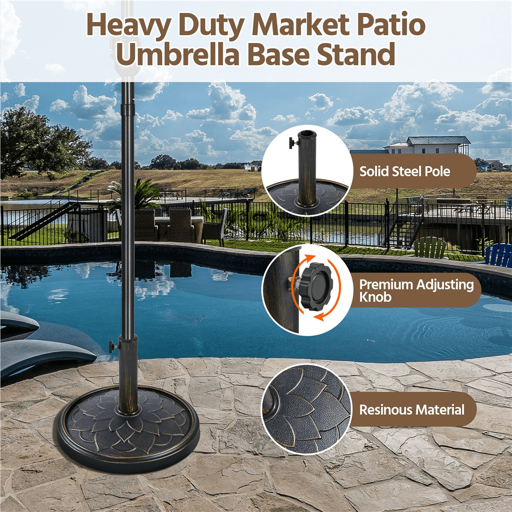 Renwick Iron Market Patio Umbrella Base with Flower Petal Pattern Bronze