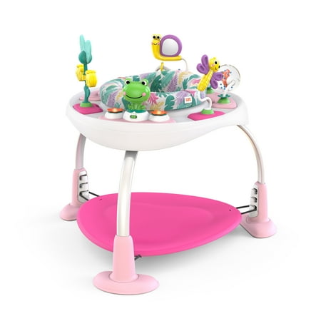 Bright Starts Bounce Bounce Baby 2-in-1 Activity Center Jumper & Table - Playful Palms Pink, 6 Months and up