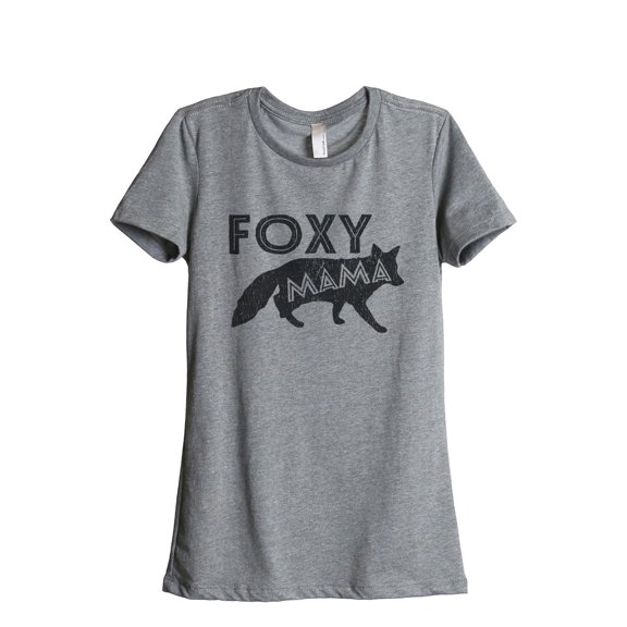 Thread Tank Foxy Mama Women's Relaxed Crewneck T-Shirt Tee Heather Grey Small