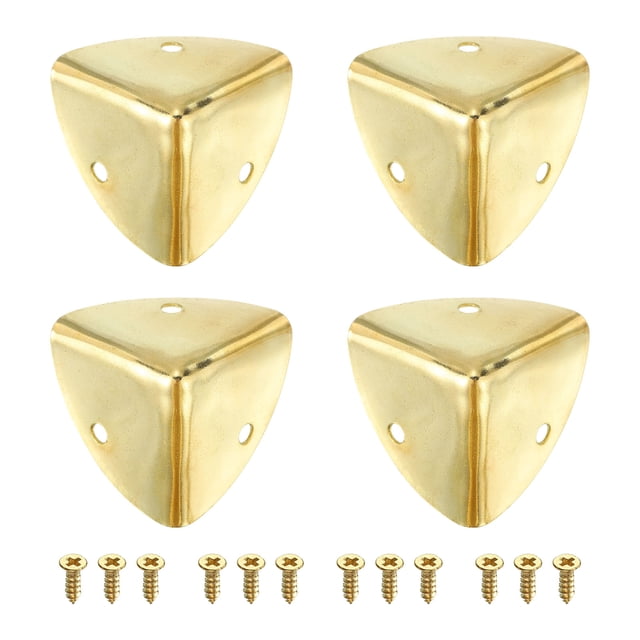 4 Pcs Metal Edge Guard, 40mm Decorative Box Corner Cover, Furniture Corner Edges Protector with Mounting Screws, Gold
