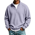 thumbnail image 3 of Dresfit Quarter Zip Pullover for Men Waffle Collared Sweatshirts Fall Long Sleeve Mock Neck Sweatshirt Knit Adjustable Collared Shirts XL, 3 of 8