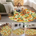 thumbnail image 5 of Green Orange Round Area Rug 3Ft Washable Small Circle Rugs for Kitchen Entryway, Summer Botanical Leaves Watercolor Checkered Non-Slip Carpet Floor Mats Indoor Outdoor Carpet Runner Home Decor, 5 of 8