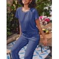 thumbnail image 3 of Ekouaer 2 Pack Pajamas for Women Set Short Sleeve Sleepwear Top and Pants Pjs Soft Printed Lounge Sets with Pockets, 3 of 5