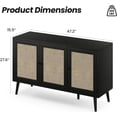 thumbnail image 6 of Side Buffet Cabinet with Rattan , Kitchen Sideboard Coffee Bar Storage Console Table, Black, 47.2 inch, 6 of 8