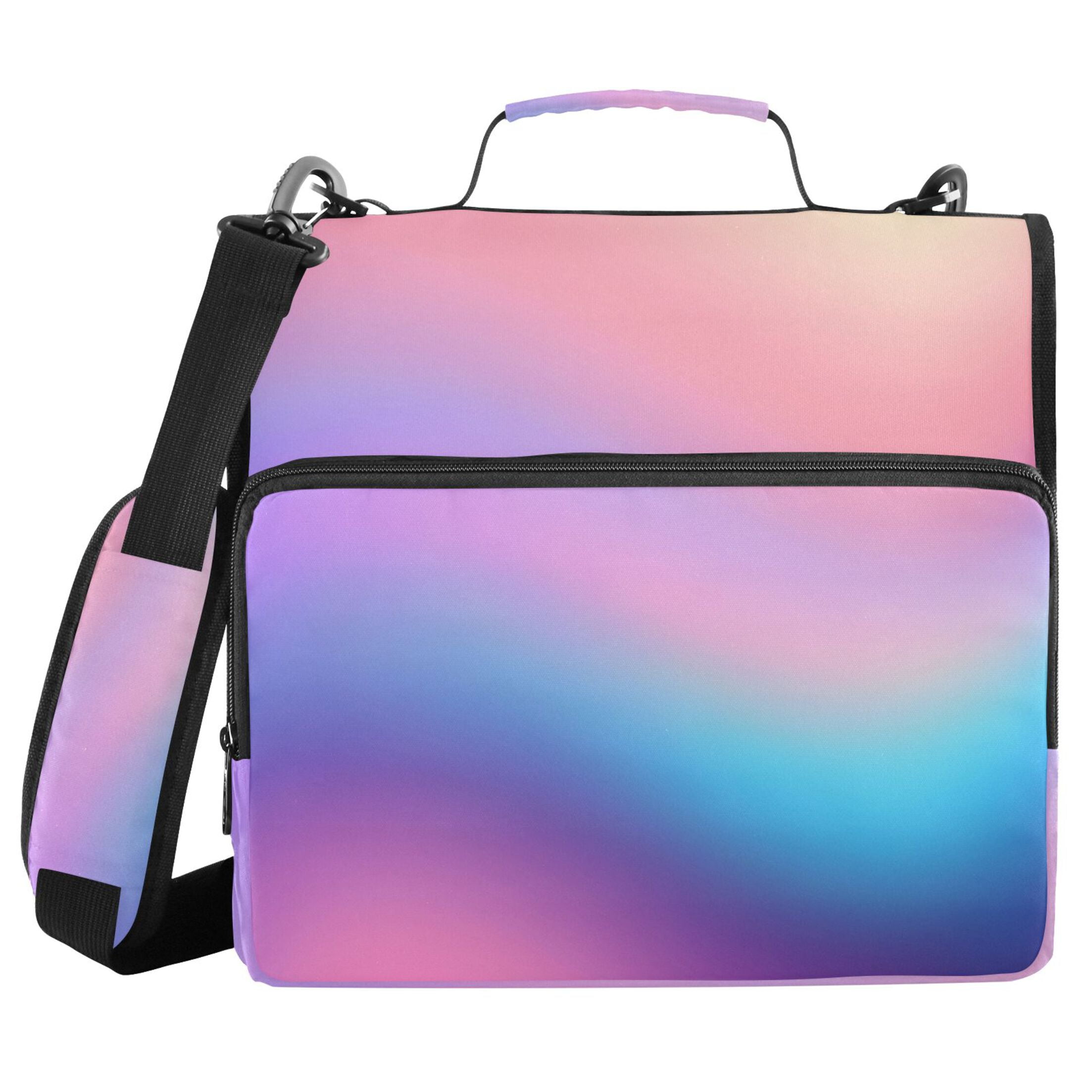 ALAZA Zipper Binder Blue Gradient Pink 3 Ring Trapper Keeper File Folder Organizer Bag