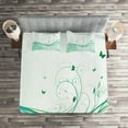 thumbnail image 2 of Ambesonne Victorian Quilted Coverlet 3 Pcs, Curvy Lines Wave Flowers, King Size, Pale Green Mint Green, 2 of 2
