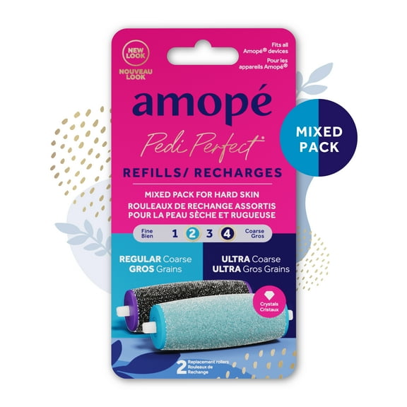 Amope Pedicure Perfect® Electronic Foot File (2 Count) Ultra & Regular Coarse