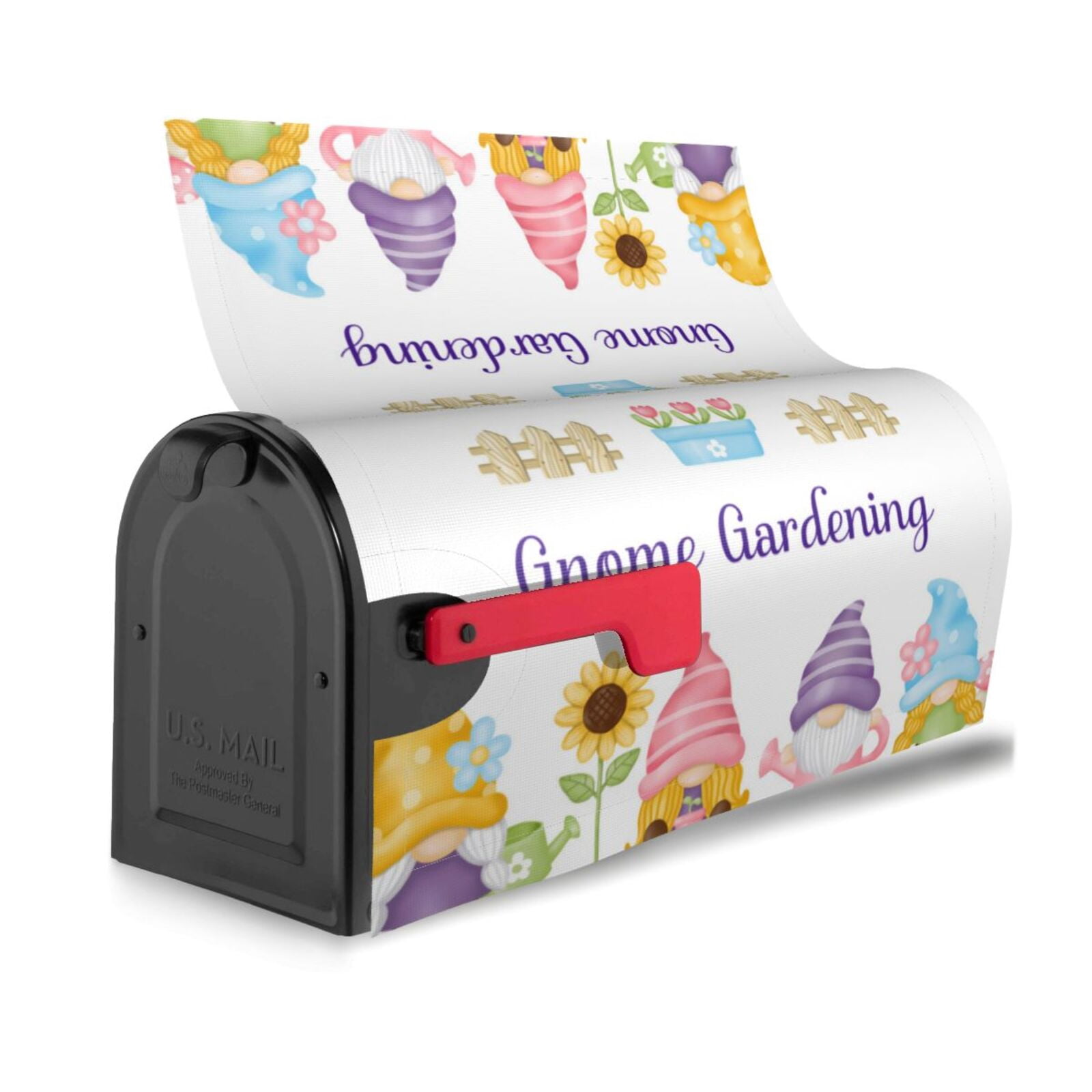 Logiee Watercolor Gnome Garden Print Post Letter Box Wrap Decor, Mailbox Cover Suitable for Standard Mailbox and Large Size Mailbox,Outdoor Yard Decoration-21x18 in