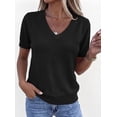 thumbnail image 3 of PRETTYGARDEN Womens Short Sleeve Sweater V Neck Trendy Pullover Tops Summer Spring Loose Lightweight Casual Blouse, 3 of 9