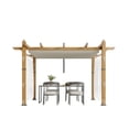 thumbnail image 3 of Historyli Pérgola de aluminio de 3 x 3 m, toldo retráctil impermeable con cortinas laterales de malla para patio, color beige, 3 of 8