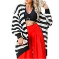 thumbnail image 1 of IROINID Cardigan Mi-Long pour Femme, Veste Ouverte à Rayures, Manches Longues, Cardigan en Tricot Décontracté, Ample et Décontracté, Chandails Cardigan Surdimensionnés, Manteau, Noir, 1 of 9