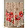thumbnail image 4 of Retro Red Shower Curtain, Poppy Plant Flower Butterfly Pattern Waterproof Shower Curtain Set with 12 Hooks Lightweight Washable Fabric Shower Curtains for Bathroom 72x78 Inches, 4 of 6
