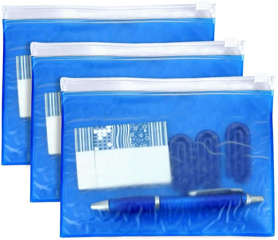 Plastic Document Pouch with Designer Sticky Flags School Supply Pouch, Waterproof Document