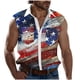 thumbnail image 1 of Camisas de Cuello para Hombres, Moda Casual Día de la Independencia Imprimir Turndown Bolsillos sin Mangas Tanque Deportivo, 1 of 5
