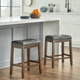 thumbnail image 2 of TMS 30" Biscoe Padded Saddle Bar Stool, Set of 2, Walnut/Black, 2 of 5