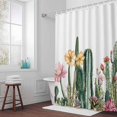 thumbnail image 6 of Tropical Plant Shower Curtain for Bathroom Decor, Cactus Floral Farmhouse Watercolor Plant Waterproof Fabric Shower Curtain, 72"x96" Set with 12 Hooks, 6 of 9