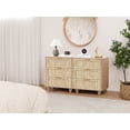 thumbnail image 6 of Wirrytor Natural Wood 3 Drawer Dresser with Fluted Panel, Modern Nightstand Storage Chest with Gold Handles & Solid Wood Legs, Anti-Tip Bedroom Dresser for Living Room Entryway Hallway, 6 of 15