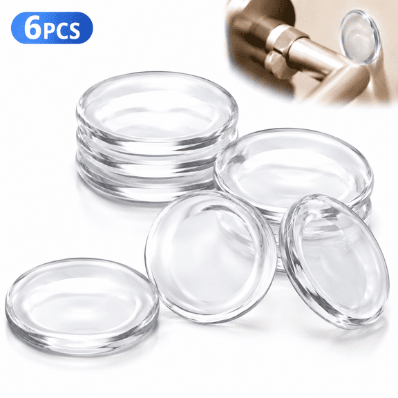 Sherry 6 Pack Clear Rubber Door Handle Stoppers, 2" Round Shield Cushions for Wall Protection