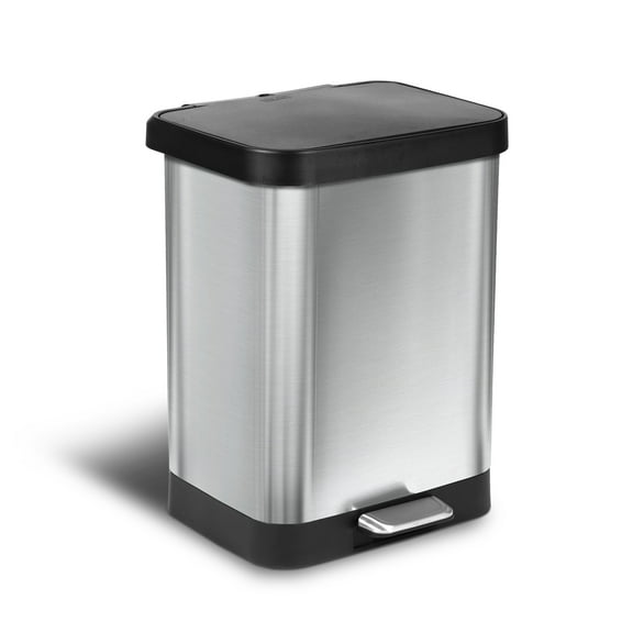 Glad 13 Gallon Stainless Steel Step Trash Can