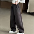 thumbnail image 5 of OSOLU Girls Pants Solid Color Comfortable Drawstring Elastic Waist Side Pockets Wide Leg Trousers Kids Daily Wear, 5 of 6