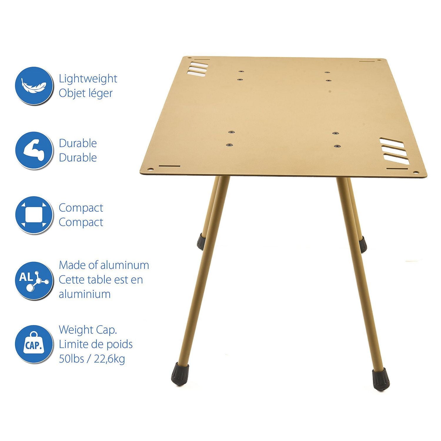 Ozark Trail Table en Aluminium, Couleur : Beige, Facile à Installer et à Démonter, Capacité de poids:50lb Table en Aluminium