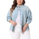 thumbnail image 1 of Camisas de mezclilla de manga larga con botones para mujeres de tallas grandes Agnes Orinda 2X azul pálido, 1 of 6
