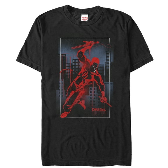Men's Marvel Daredevil Cityscape Graffiti Graphic Tee Black Large