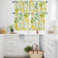 thumbnail image 3 of Summer Yellow Lemons Kitchen Curtains Valances and Tiers Set of 3 Country Farm Watercolor Fruit Green Leaf Blue Plaid Tier Curtains and Valance with Rod Pocket for Small Windows, 27.5"x24", 3 of 9