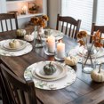 thumbnail image 3 of Fall Blue Pumpkin Round Braided Placemats Set of 2, Green Eucalyptus Leaves Flowers Heat Insulation Place Mats Washable Non-Slip Table Mats for Kitchen Dining Party, 15 Inches, 3 of 8