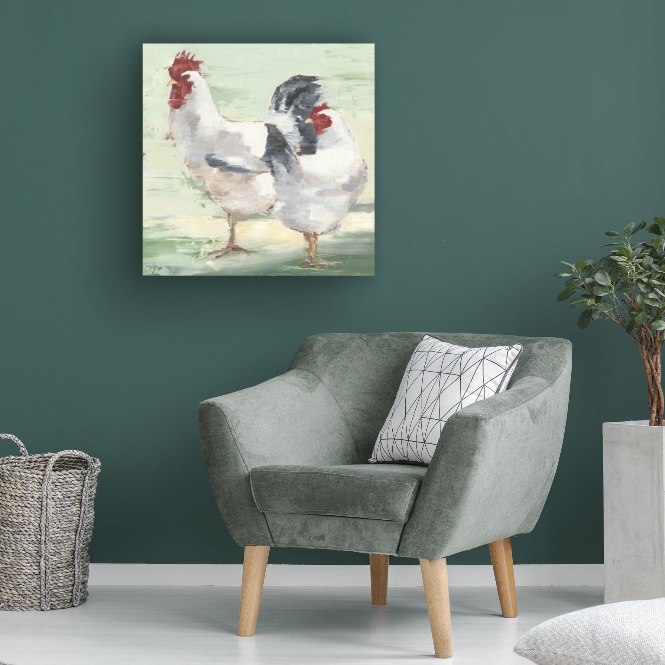 Canvas Wall Art - Ethan Harper 'Chicken Run II' Wall Art for Living Room, Bedroom, or Office Décor by Trademark Fine Art - 14 x 14 Inches