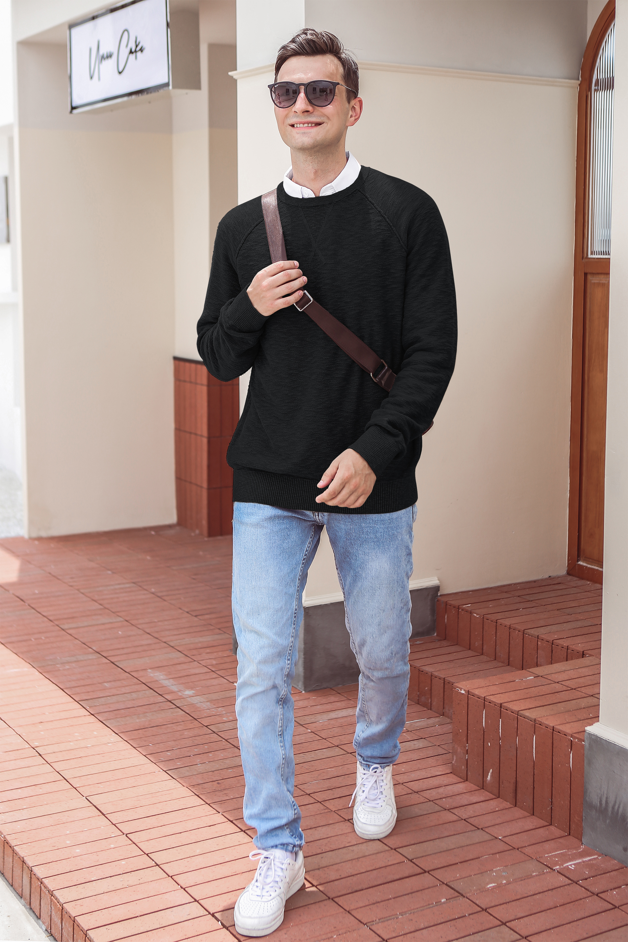 Iceglad Men's Crewneck Rib Knit Cotton Pullover Sweater photo 6