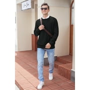 Iceglad Mens Crewneck Sweater Soft Cotton Rib Knit Casual Long Sleeve Classic Pullover Sweater