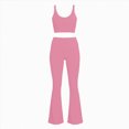 thumbnail image 6 of KPOPLK 2 Piece Workout Sets for Women High Waist Yoga Flare Legging with Color Block Sport Tank Tops for Athletic Gym Outfits Pink M, 6 of 8