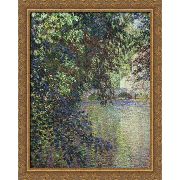 Watermill at Limetz 28x34 Large Gold Ornate Wood Framed Canvas Art by Claude Monet