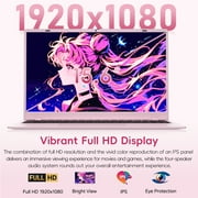HYYUO 15.6 Laptop Computer, 12GB RAM 256GB SSD, Intel 6500Y with 2 Cores 4 Thread, up to 3.4GHz, FHD Display, Laptop for Business, Student, Office, Pink, Lightweight, Windows 11 Laptop