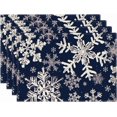 thumbnail image 7 of mubwai Navy Blue Snowflakes Winter Placemats Set of 4, 12x18 Inch Christmas Table Mats for Party Kitchen Dining Decoration, 7 of 7