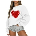thumbnail image 2 of ZyeKqe Valentines Sweatshirt Women Fleece Lined Crewneck Loose Comfy Pullover Casual Graphic Printed Long Sleeve Tops, 2 of 6