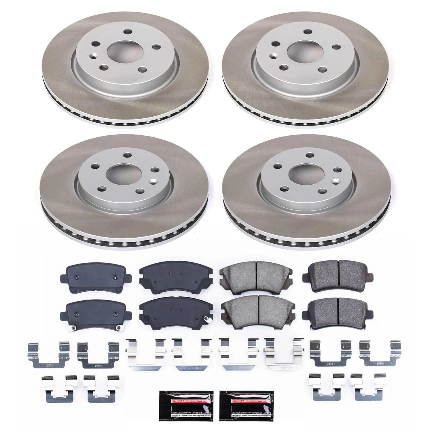 PowerStop Front and Rear Semi-Coated Rotor and Low-Dust Ceramic Brake Pad Kit SC6330