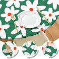 thumbnail image 4 of Daisy Print Elastic Tablecloth for Round Table, Water-Resistant Polyester for Kitchen, Garden, or Picnic Use, Spring Style, Fits 44-52 Inch Indoor or Patio Table, 4 of 7