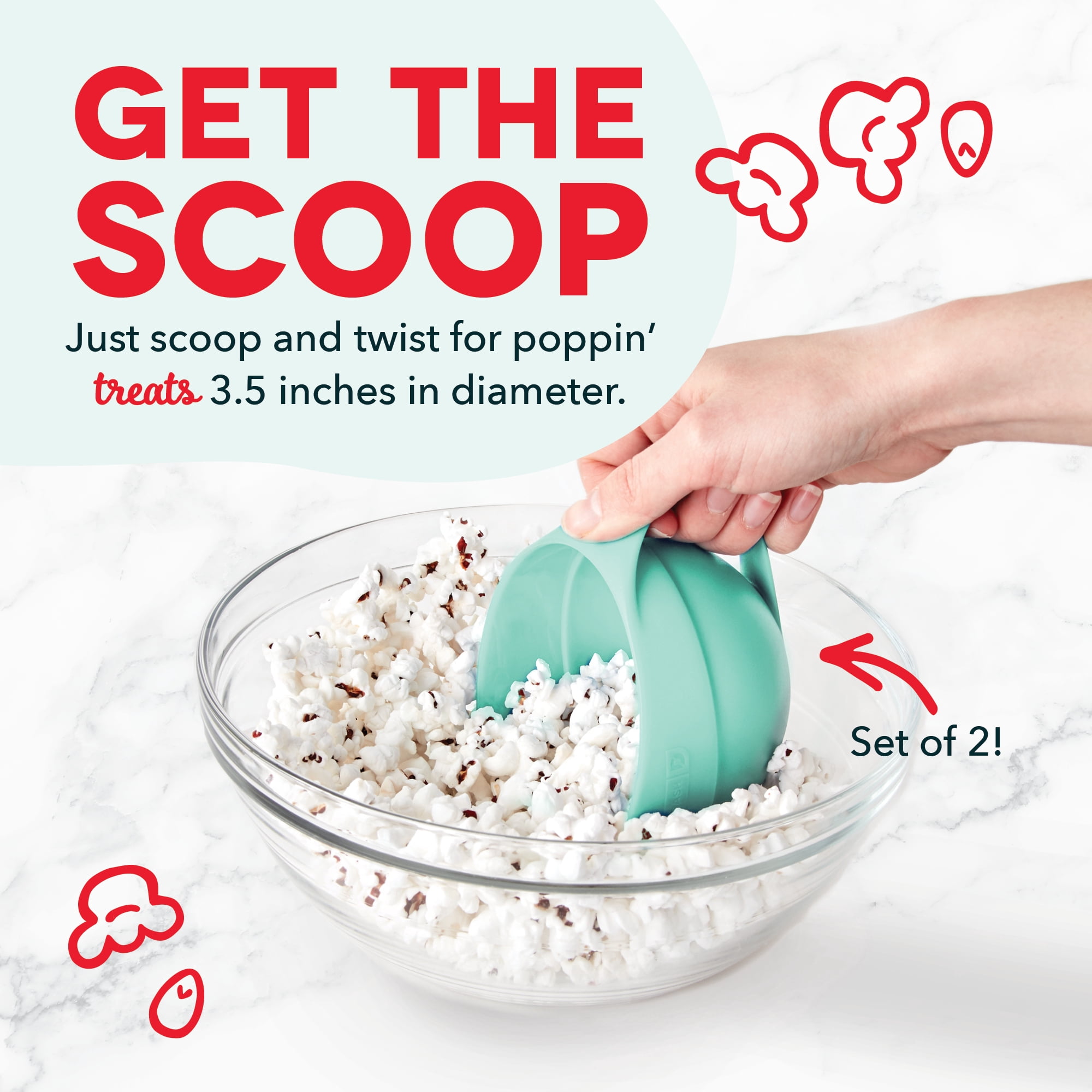 Dash Popcorn Ball Maker Set of 2, Makes 3.5" Popcorn Balls, Aqua